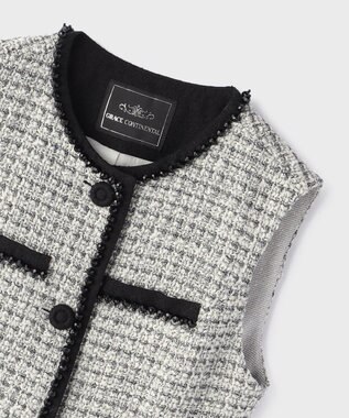 GRACE CONTINENTAL ツイードペプラムベスト ホワイト