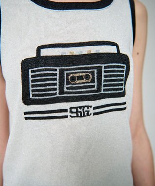 GRACE CONTINENTAL ラメニットノースリーブ ホワイト