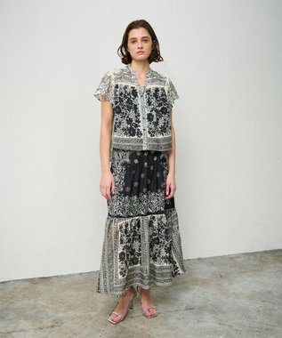 GRACE CONTINENTAL バンダナティアードスカート ブラック