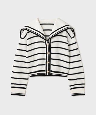 GRACE CONTINENTAL セーラーカラーニットトップ バイカラー