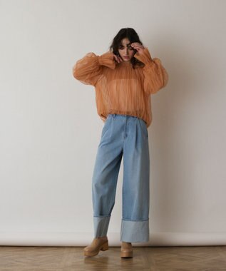 GRACE CONTINENTAL チュールプリーツトップ オレンジ