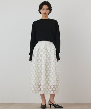 GRACE CONTINENTAL ドットチュールスカート ホワイト