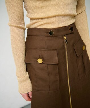 GRACE CONTINENTAL バイカラージップスカート ブラウン