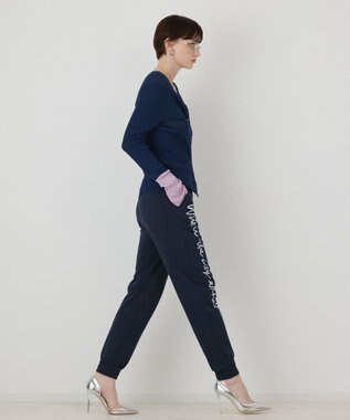 GRACE CONTINENTAL ロゴプリントスウェットパンツ ネイビー