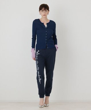 GRACE CONTINENTAL ロゴプリントスウェットパンツ ネイビー
