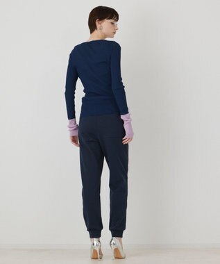 GRACE CONTINENTAL ロゴプリントスウェットパンツ ネイビー