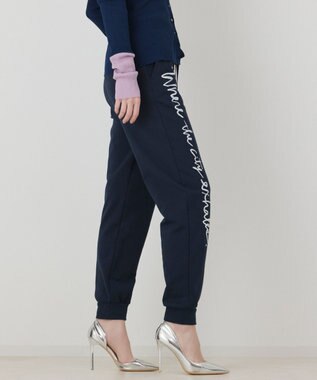 GRACE CONTINENTAL ロゴプリントスウェットパンツ ネイビー