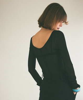 GRACE CONTINENTAL ラメシアーリブニットトップ ブラック