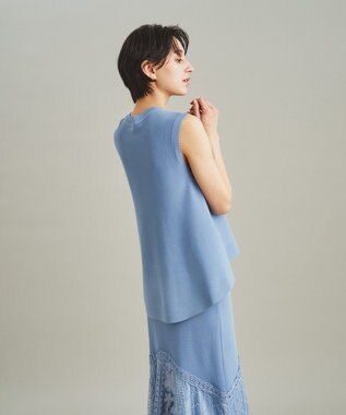 GRACE CONTINENTAL フラワーコードニットトップ ブルー
