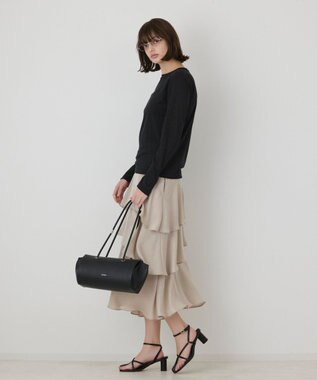 GRACE CONTINENTAL フレアティアードスカート ベージュ