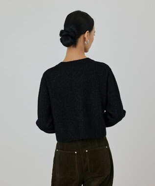 GRACE CONTINENTAL ラメショートニットカーディガン ブラック