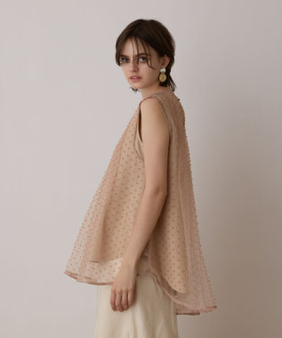 GRACE CONTINENTAL シアージャガードカットトップ ベージュ