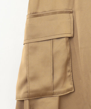 GRACE CONTINENTAL サテンミリタリーロングスカート カーキ