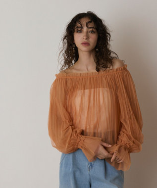 GRACE CONTINENTAL チュールプリーツトップ オレンジ