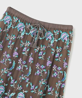GRACE CONTINENTAL サラサ刺繍チュールスカート カーキ