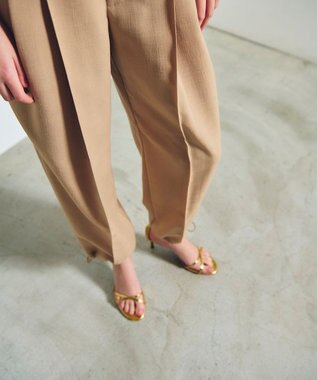 GRACE CONTINENTAL ストレッチスラブタックパンツ ベージュ