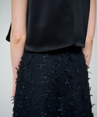 GRACE CONTINENTAL リボンヤーンフレアパンツ ブラック