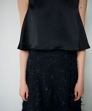 GRACE CONTINENTAL リボンヤーンフレアパンツ ブラック