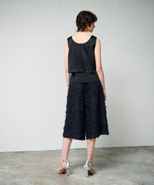 GRACE CONTINENTAL リボンヤーンフレアパンツ ブラック