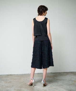 GRACE CONTINENTAL リボンヤーンフレアパンツ ブラック