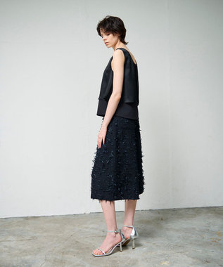 GRACE CONTINENTAL リボンヤーンフレアパンツ ブラック