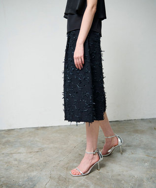 GRACE CONTINENTAL リボンヤーンフレアパンツ ブラック