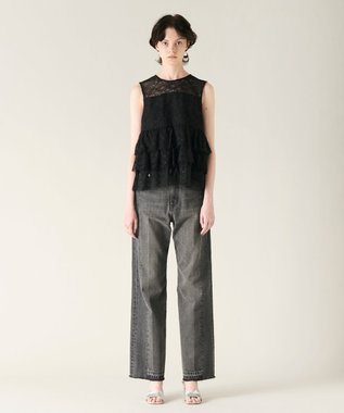 GRACE CONTINENTAL レースギャザートップ ブラック