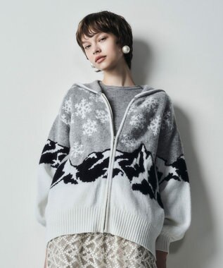 GRACE CONTINENTAL スノージャガードニットフーディ グレー