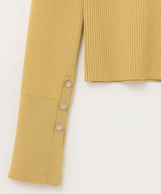 GRACE CONTINENTAL ビジューリブニットトップ イエロー
