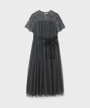 GRACE CONTINENTAL チュールプリーツドレス グレー
