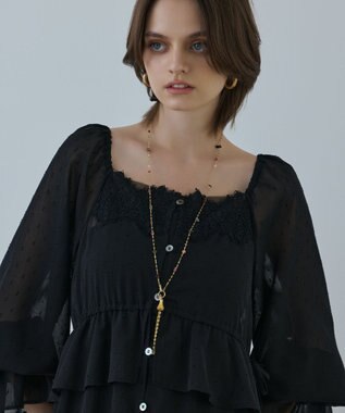 GRACE CONTINENTAL レースコンビカットジャガードワンピース ブラック