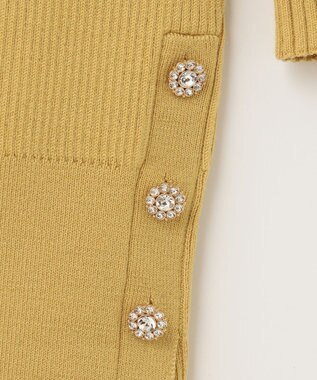 GRACE CONTINENTAL ビジューリブニットトップ イエロー