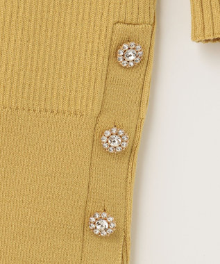 GRACE CONTINENTAL ビジューリブニットトップ イエロー