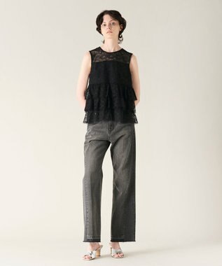 GRACE CONTINENTAL レースギャザートップ ブラック