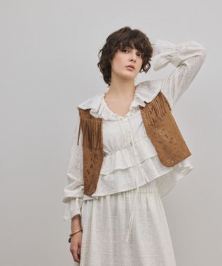 GRACE CONTINENTAL フェイクスウェードジレ キャメル