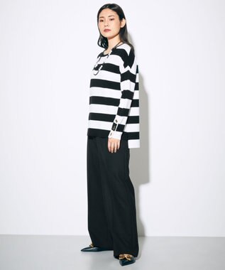 GRACE CONTINENTAL ウールストレッチセミワイドパンツ ブラック