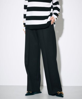 GRACE CONTINENTAL ウールストレッチセミワイドパンツ ブラック