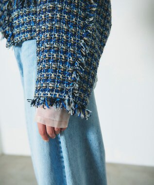 GRACE CONTINENTAL フリンジドルマンジャケット ブルー