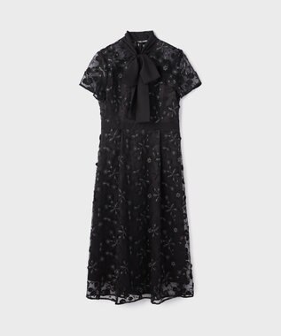 GRACE CONTINENTAL フラワ－フレアドレス ブラック