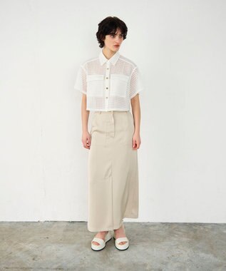 GRACE CONTINENTAL サテンストレートスカート ベージュ