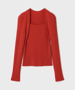 GRACE CONTINENTAL スクエアリブニットトップ レッド