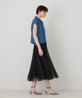 GRACE CONTINENTAL シアーデニムドルマントップ ブルー