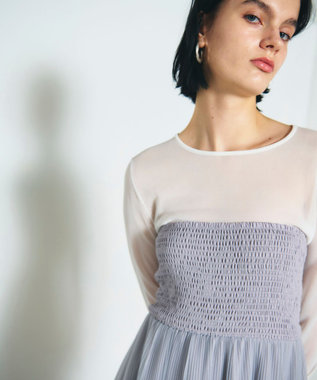 GRACE CONTINENTAL プリーツコンビベアワンピース グレー