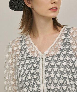 GRACE CONTINENTAL モチーフチュールブラウス ホワイト