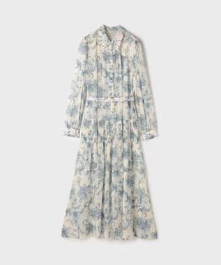 GRACE CONTINENTAL フラワープリントプリーツワンピース ベージュ