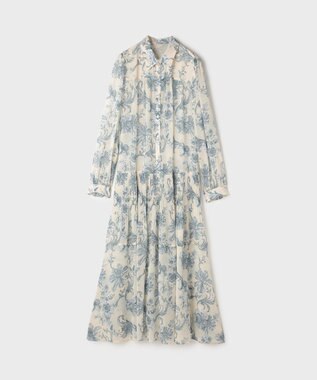 GRACE CONTINENTAL フラワープリントプリーツワンピース ベージュ