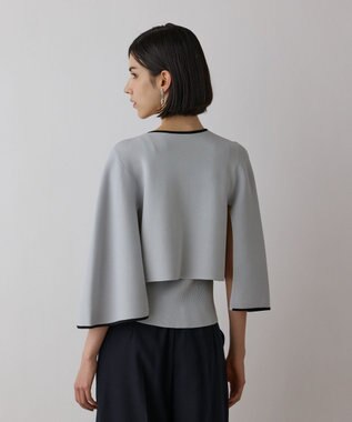 GRACE CONTINENTAL バイカラースリットニットカーディガン ブルー