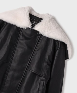 GRACE CONTINENTAL フェイクレザーボンバージャケット ブラック