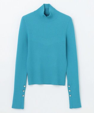 GRACE CONTINENTAL ビジューリブニットトップ ブルー