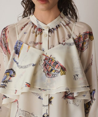 GRACE CONTINENTAL スーヴェニールプリントブラウス キナリ